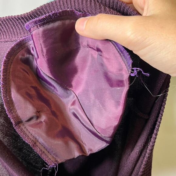 Vintage 90s Alfred Dunner Silk Blend Cardigan Women's Purple and Burgundy Small - Picture 5 of 6